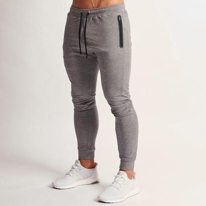 Custom Men Athletic Sweatpants Tight Joggers With Zipper Pocket - Image 4