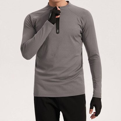 Men Half-Zip Training Shirt - Thermal & Breathable Workout Top For Gym/Running/Basketball