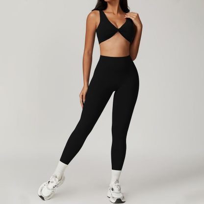 Quick Dry Tight Fit Yoga Set With Stylish Open Back Design Versatile For Gym Casual Wear - Image 3
