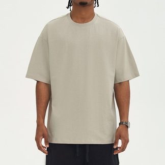 220Gsm Combed Cotton T-Shirt - Men Oversized Basic Top For Casual Streetwear