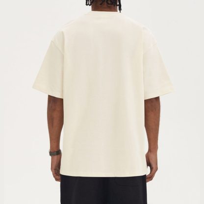 280Gsm Heavyweight Cotton Tee - Oversized Streetwear Basic Men Undershirt - Image 2