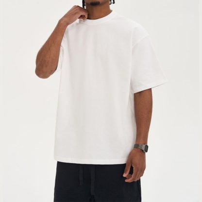 280Gsm Heavyweight Cotton Tee - Oversized Streetwear Basic Men Undershirt - Image 3