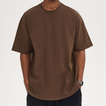 280Gsm Heavyweight Cotton Tee - Oversized Streetwear Basic Men Undershirt - Image 5