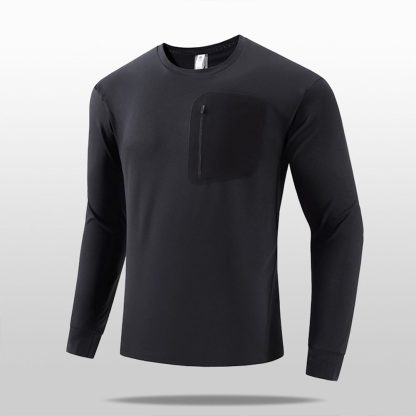 Men Stretch Long Sleeve Hoodie Outdoor Thermal Sport Top For All Season Casual Wear - Image 2