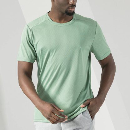 Men Quick-Dry T-Shirt - Jacquard Mesh Breathable Top For Running/Workout/Casual Wear