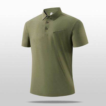 Men Business Polo Shirt - Stand Collar Zipper Golf Quick-Dry Top With Stylish Design For Running/Casual - Image 2