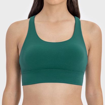 Crisscross Back Sports Bra - Double Brushed High Support Yoga Running Top - Image 3