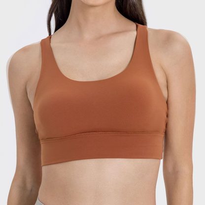 Crisscross Back Sports Bra - Double Brushed High Support Yoga Running Top - Image 4