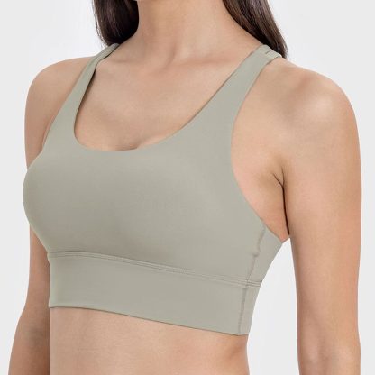 Crisscross Back Sports Bra - Double Brushed High Support Yoga Running Top - Image 5