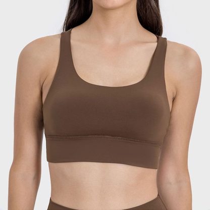 Crisscross Back Sports Bra - Double Brushed High Support Yoga Running Top - Image 6