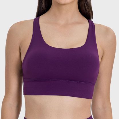 Crisscross Back Sports Bra - Double Brushed High Support Yoga Running Top - Image 7
