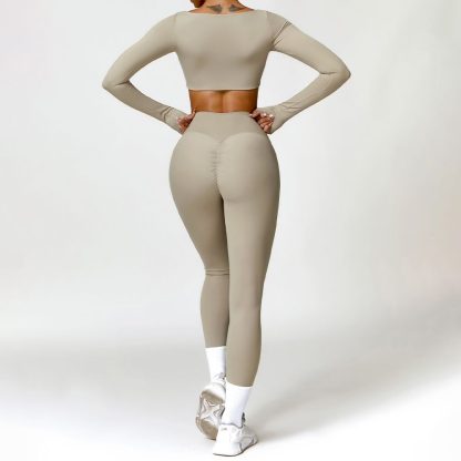 Barely-There High-Waist Yoga Set - Quick-Drying Long Sleeve Two-Piece - Image 2
