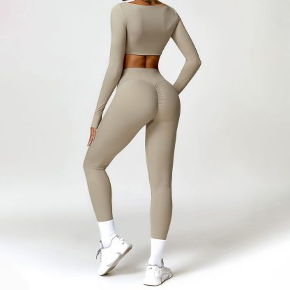 Barely-There High-Waist Yoga Set - Quick-Drying Long Sleeve Two-Piece - Image 4