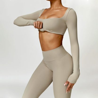 Barely-There High-Waist Yoga Set - Quick-Drying Long Sleeve Two-Piece - Image 5