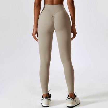 High Waist Elastic Brushed Yoga Pants - Butt-Lifting And Tummy Control Fitness Running Leggings - Image 2