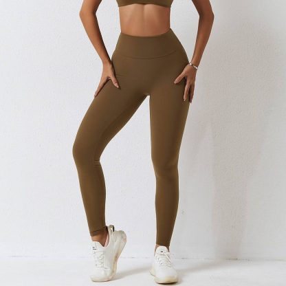 High Waist Elastic Brushed Yoga Pants - Butt-Lifting And Tummy Control Fitness Running Leggings - Image 6