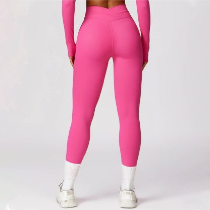Quick-Dry Butt-Lifting Yoga Pants - Cross High Waist Tight Brushed Fitness Leggings - Image 2