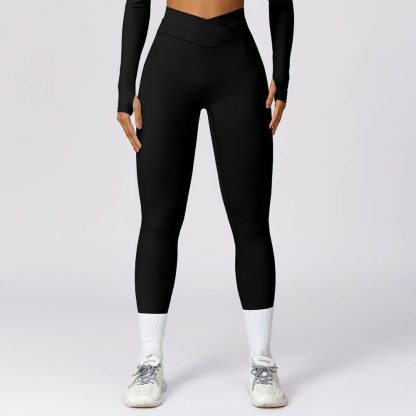 Quick-Dry Butt-Lifting Yoga Pants - Cross High Waist Tight Brushed Fitness Leggings - Image 3