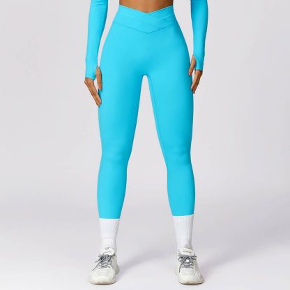 Quick-Dry Butt-Lifting Yoga Pants - Cross High Waist Tight Brushed Fitness Leggings - Image 4