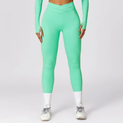 Quick-Dry Butt-Lifting Yoga Pants - Cross High Waist Tight Brushed Fitness Leggings - Image 5