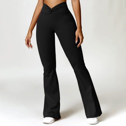 High Waist Butt-Lifting Yoga Pants With Pockets - Flared Leg Fitness And Casual Wear - Image 3