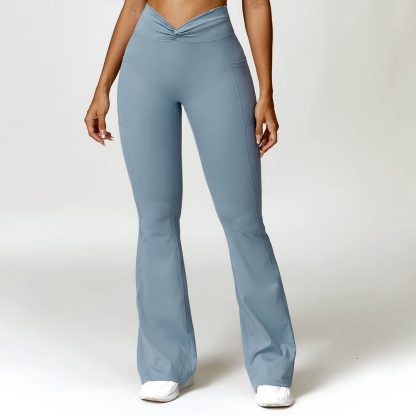 High Waist Butt-Lifting Yoga Pants With Pockets - Flared Leg Fitness And Casual Wear - Image 5