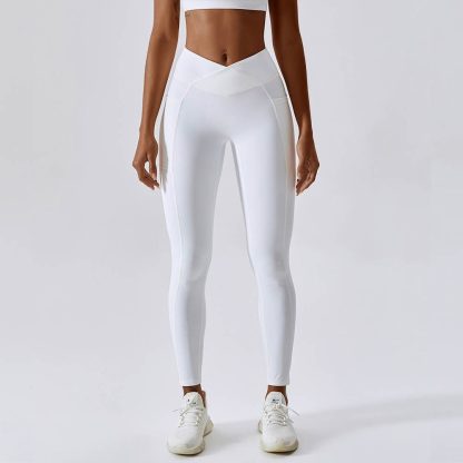 Naked Feel Yoga Pants With Butt-Lifting Pockets - Quick-Dry Fitness Leggings With Cross Waist - Image 4
