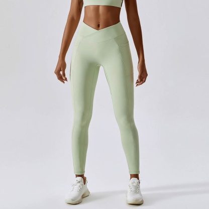 Naked Feel Yoga Pants With Butt-Lifting Pockets - Quick-Dry Fitness Leggings With Cross Waist - Image 6