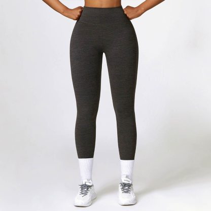 Brushed High Waist Yoga Pants With Cationic Cargo Pockets - Butt-Lifting Tight Fitness Leggings - Image 4