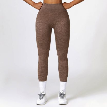 Brushed High Waist Yoga Pants With Cationic Cargo Pockets - Butt-Lifting Tight Fitness Leggings - Image 6