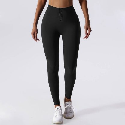 Drawstring High Waist Yoga Pants - Bare Sensation Quick-Dry Butt-Lifting Running Leggings - Image 3