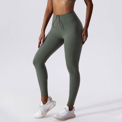 Drawstring High Waist Yoga Pants - Bare Sensation Quick-Dry Butt-Lifting Running Leggings - Image 4