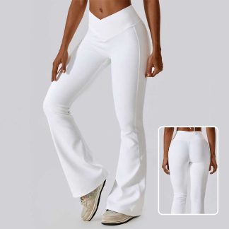 Women Cross-Waist Yoga Flare Pants - Butt-Lifting Dance and Sports Wide-Leg Pants
