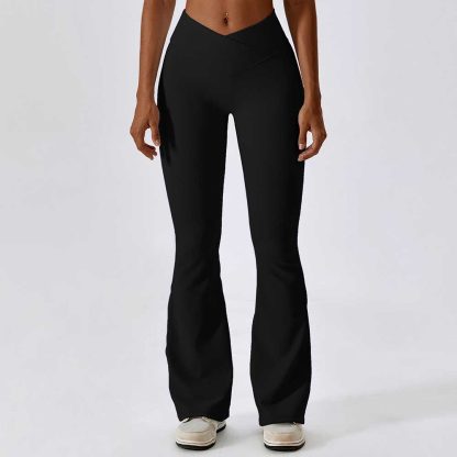 Women Cross-Waist Yoga Flare Pants - Butt-Lifting Dance and Sports Wide-Leg Pants - Image 3