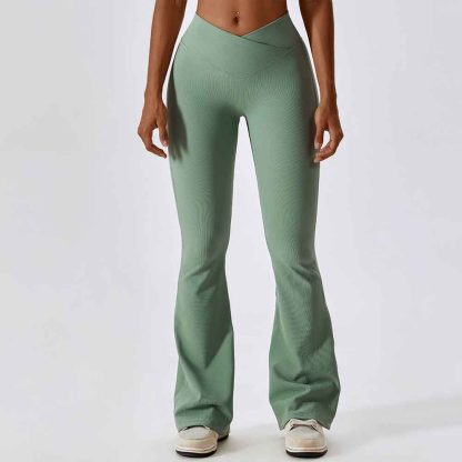 Women Cross-Waist Yoga Flare Pants - Butt-Lifting Dance and Sports Wide-Leg Pants - Image 4