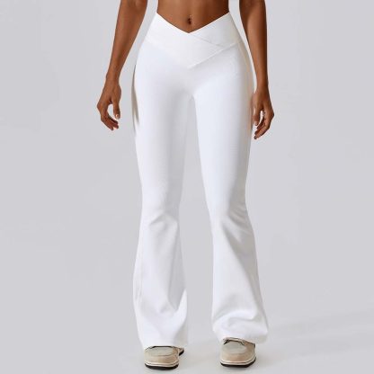 Women Cross-Waist Yoga Flare Pants - Butt-Lifting Dance and Sports Wide-Leg Pants - Image 6