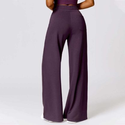 Women Sporty Casual Sweatpants Warm Loose-Fit High-Waisted Outdoor Wide-Leg Pants - Image 2