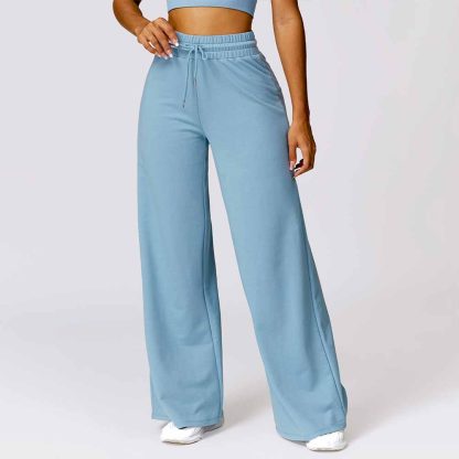 Women Sporty Casual Sweatpants Warm Loose-Fit High-Waisted Outdoor Wide-Leg Pants - Image 5