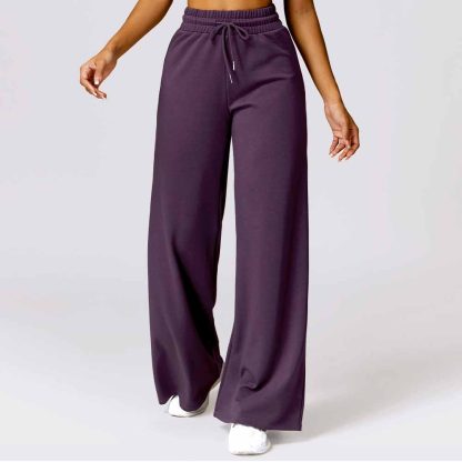 Women Sporty Casual Sweatpants Warm Loose-Fit High-Waisted Outdoor Wide-Leg Pants - Image 6