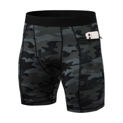 Men's Compression Fitness Shorts with Zipper Pocket - PRO Elastic Sweat-Wicking Quick-Dry Running Training Shorts - Image 6