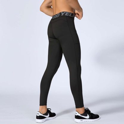 Men's Fitness Pants with Pockets - PRO Running Training Athletic Elastic Sweat-Wicking Quick-Dry Compression Leggings - Image 2