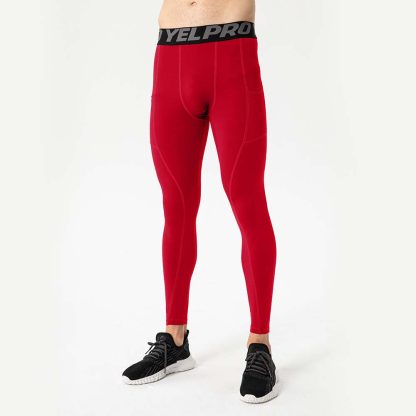 Men's Fitness Pants with Pockets - PRO Running Training Athletic Elastic Sweat-Wicking Quick-Dry Compression Leggings - Image 3