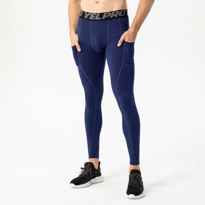Men's Fitness Pants with Pockets - PRO Running Training Athletic Elastic Sweat-Wicking Quick-Dry Compression Leggings - Image 4