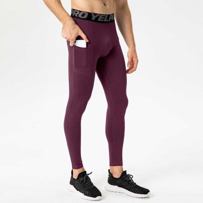 Men's Fitness Pants with Pockets - PRO Running Training Athletic Elastic Sweat-Wicking Quick-Dry Compression Leggings - Image 6