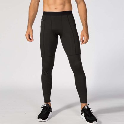 Men's Zippered Pocket Fitness Pants - PRO Running Training Sweat-Wicking Quick-Dry High-Elastic Compression Leggings - Image 3