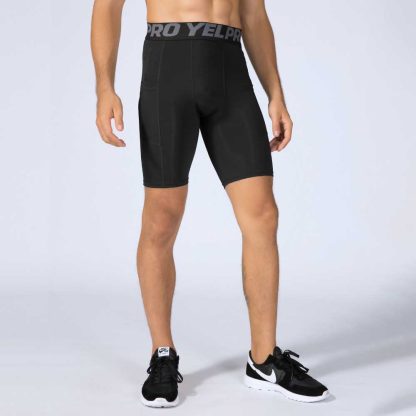PRO Fitness Shorts with Pockets - Sweat-Wicking Quick-Drying Elastic Compression Shorts for Sports Running Training - Image 3