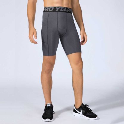 PRO Fitness Shorts with Pockets - Sweat-Wicking Quick-Drying Elastic Compression Shorts for Sports Running Training - Image 4