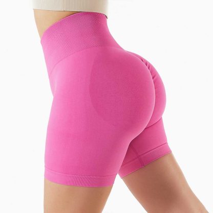 Seamless Yoga Shorts with Butt-Lifting High Waist Compression Running Workout Shorts for Women - Image 5