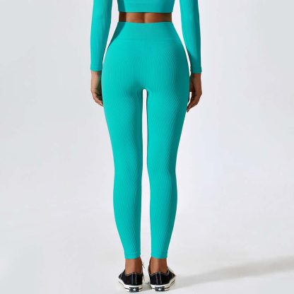 Ribbed Butt-Lifting Seamless Yoga Pants for Women Quick-Dry Running Compression Leggings High-Waisted Fitness Tights - Image 2