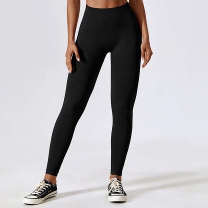 Ribbed Butt-Lifting Seamless Yoga Pants for Women Quick-Dry Running Compression Leggings High-Waisted Fitness Tights - Image 3